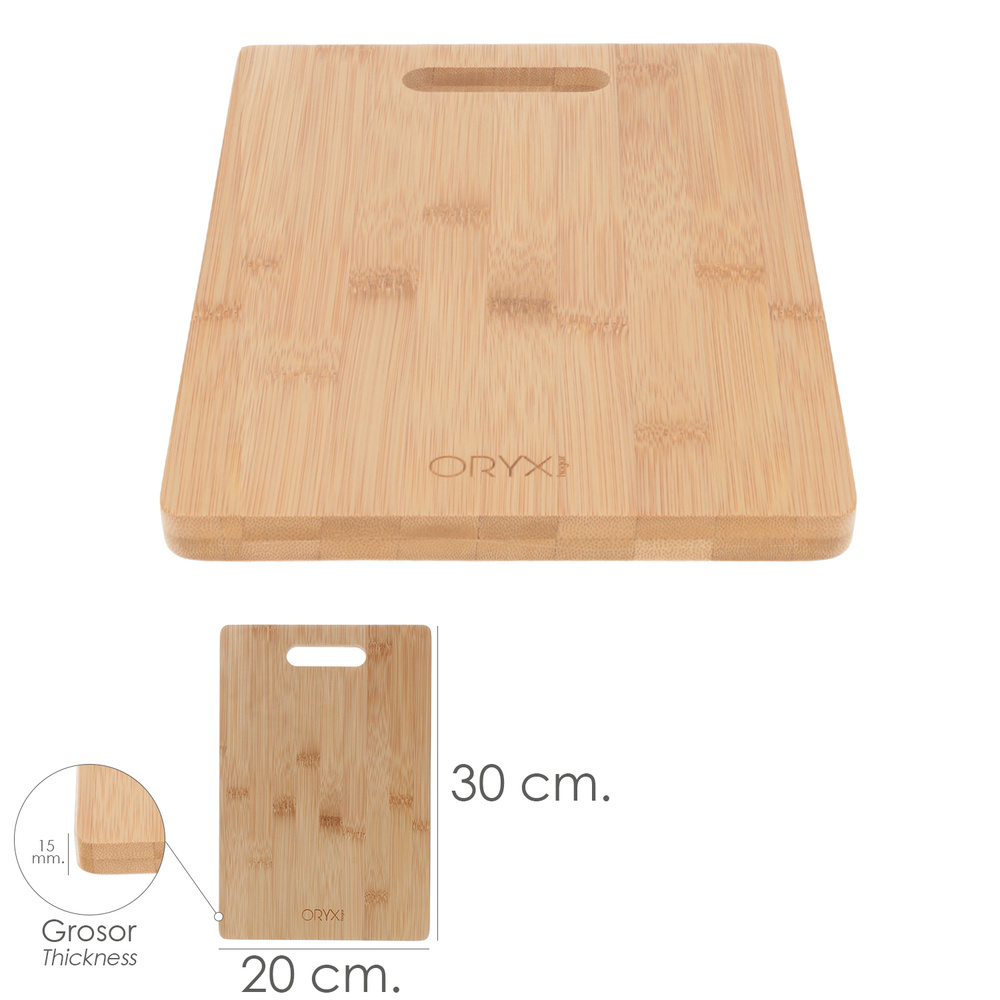 Tabla Cortar Cocina Fabricada En Madera De Bambu 100% Con Asa 30x20 cm.Tabla Cortar,Carne Pescado,Verduras,Frutas,Alimentos - Imagen 2