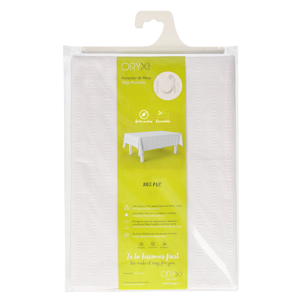 Mantel Hule Muleton Rectangular Blanco Impermeable Antimanchas PVC 140x250 cm. Recortable Uso Interior y Exterior - Imagen 4
