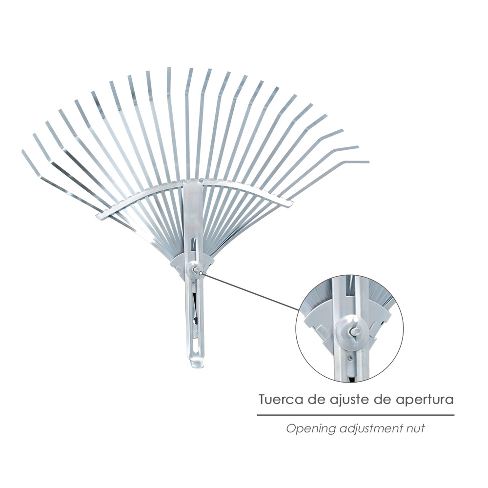 Rastrillo Metalico Para Jardin Ancho Regulable 31,5 A 43,5 cm. rastrillo Hojas, Cepillo Jardin, Escoba Metalica, Escoba Jardin - Imagen 3
