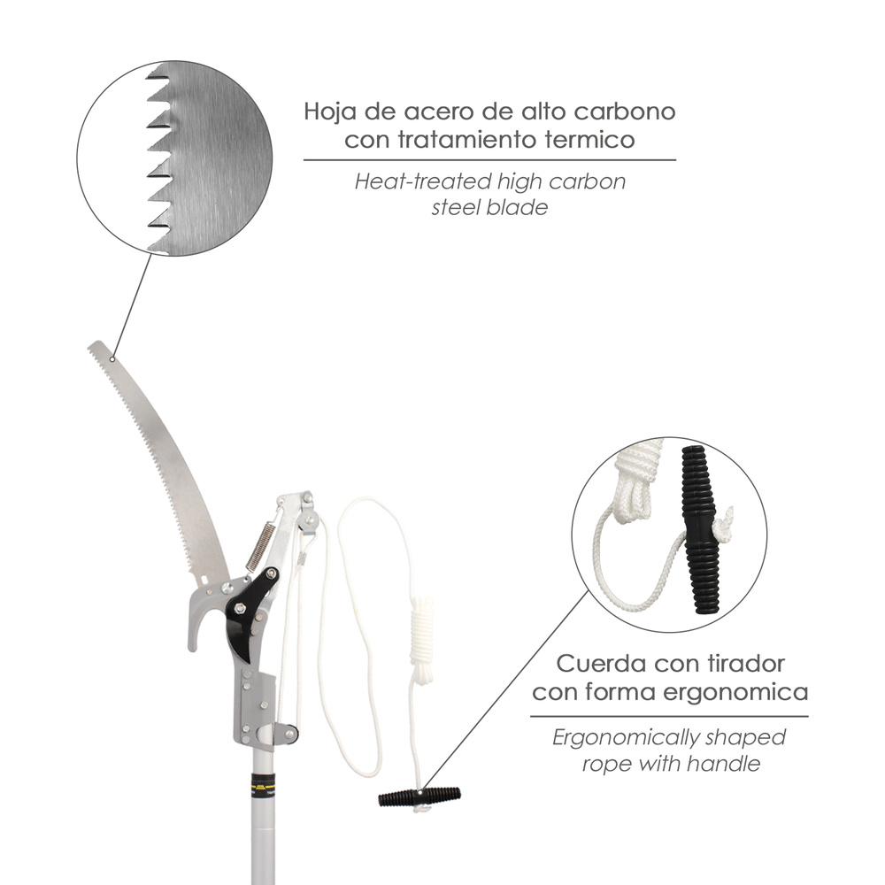 Cortarramas Con Serrucho Mango Aluminio Extensible 1,8 a 2,8 Metros - Imagen 3