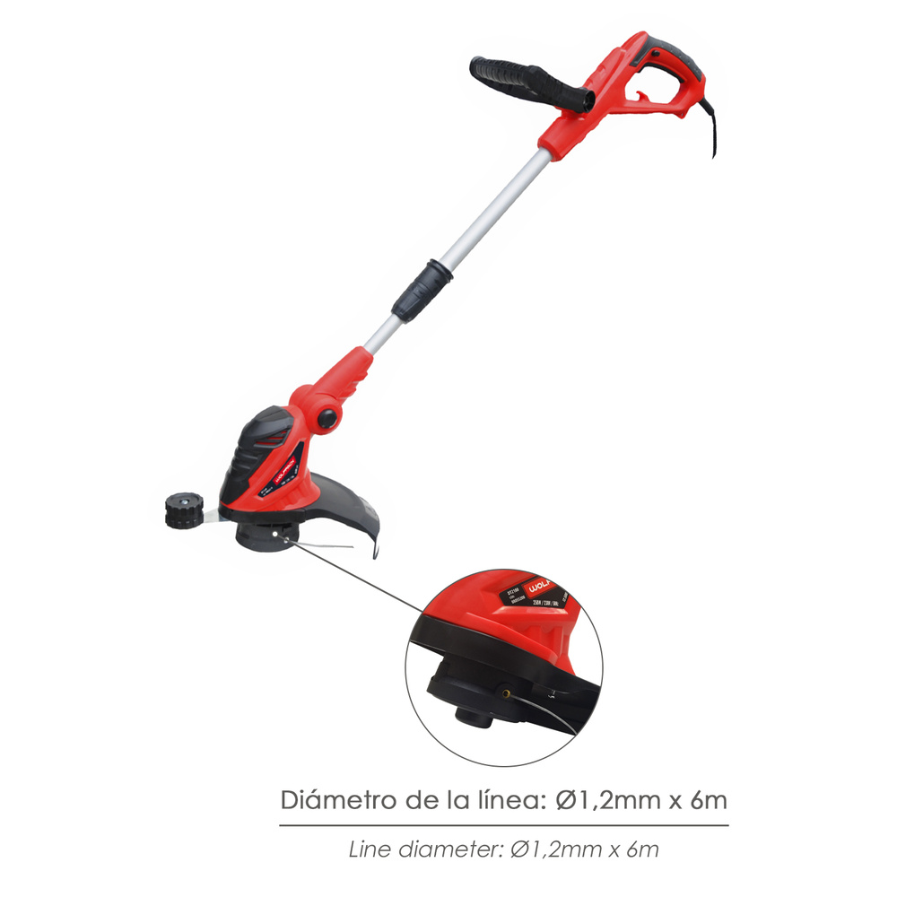 Recortabordes Electrico 550 Watt. 10.000 R.P.M. Anchura Corte Ø 30 cm. Hilo Ø 1,6 mm. x 6 Metros. Recorta Bordes, Cortabordes - Imagen 3