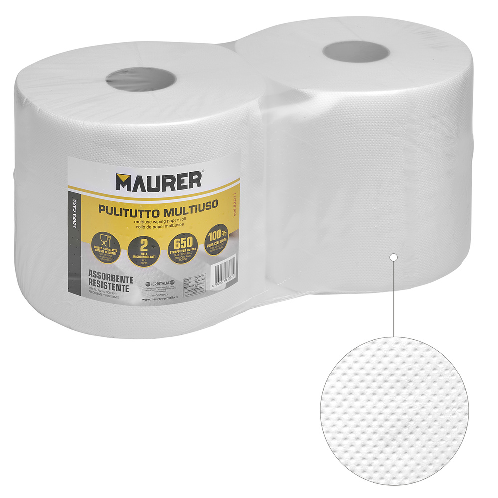 Papel Secamanos 650 Servicios (Pack 2 Rollos) Apto Uso Alimentario Doble Capa Celusosa 100% - Imagen 2