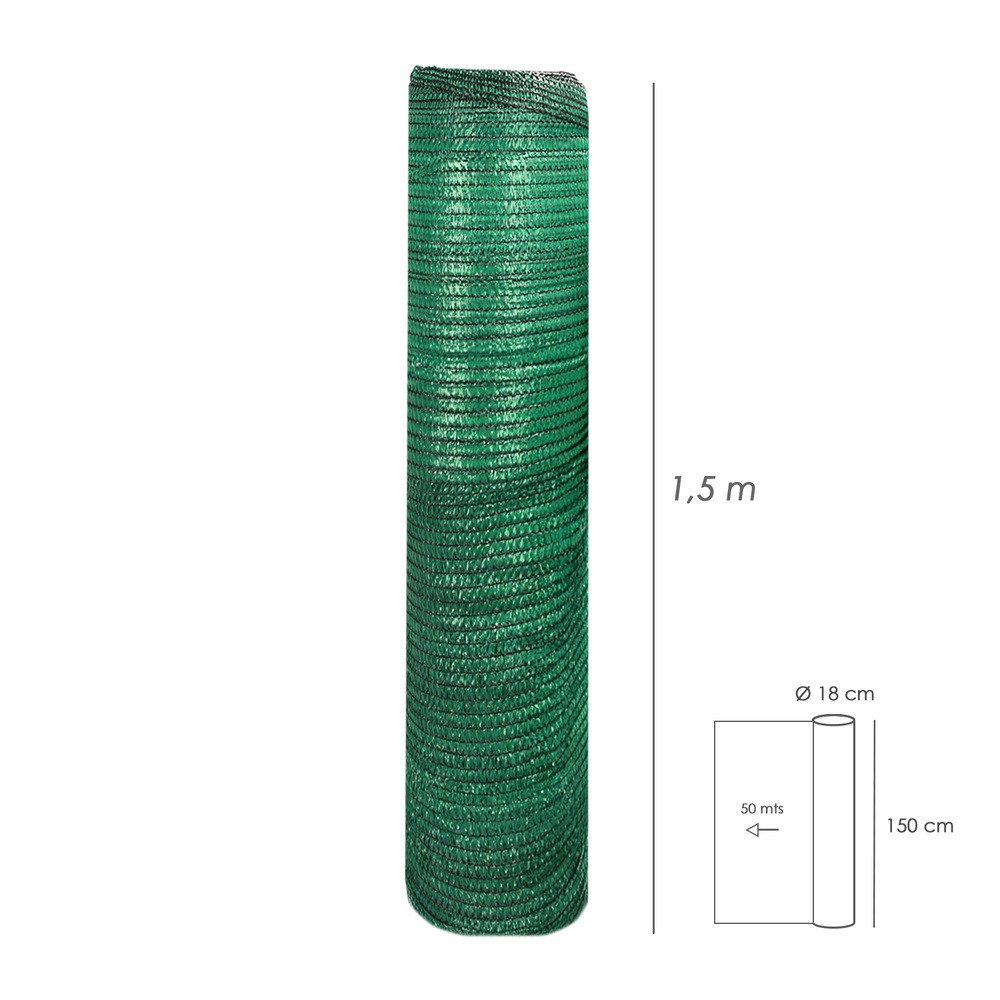 Malla Sombreo Rollo 1,5 x 50 metros, Reduce Radiación, Protección Jardín y Terraza, Regula Temperatura, Color Verde Claro - Imagen 2