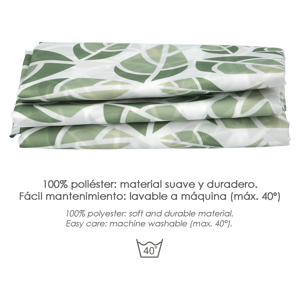 Cortina Ducha Hojas Verdes 180x200 cm. Impermeable - Imagen 3