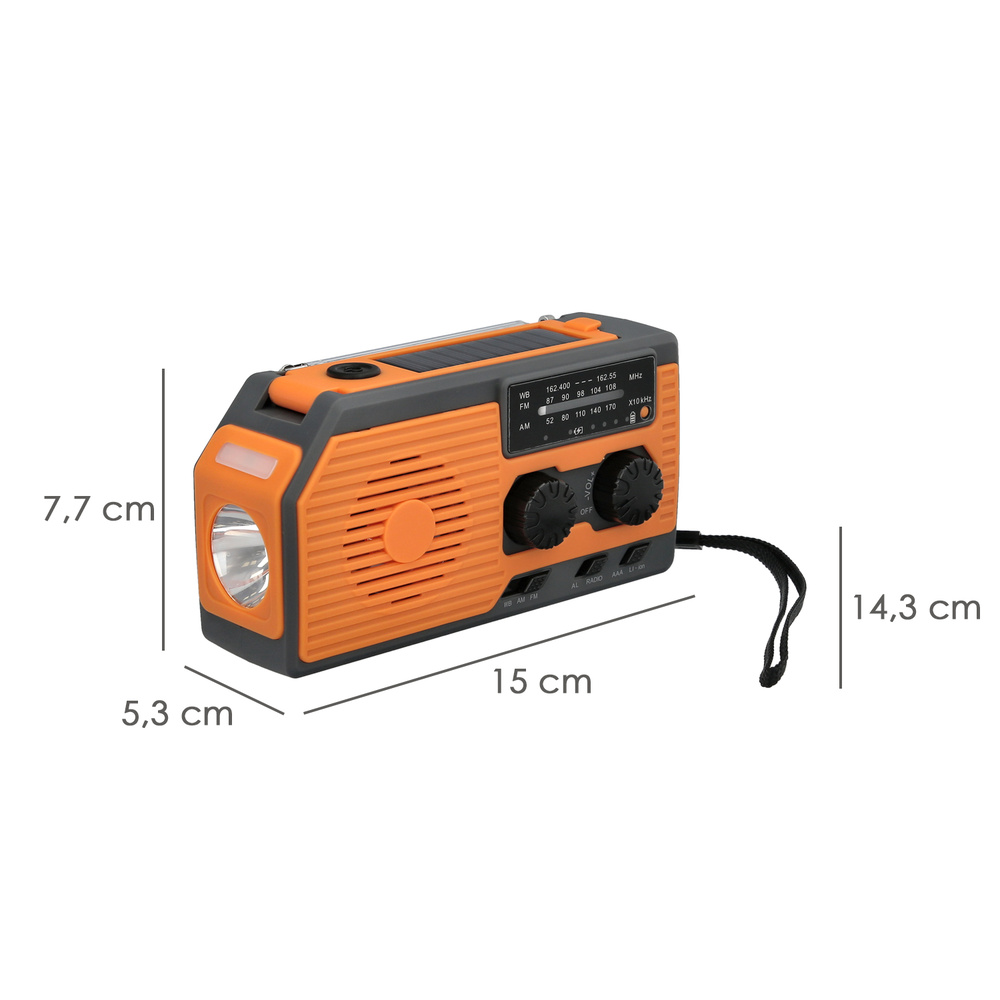 Linterna Led De Emergencia Solar Con Radio, Con Bateria, Carga Manual Dinamo - Imagen 2