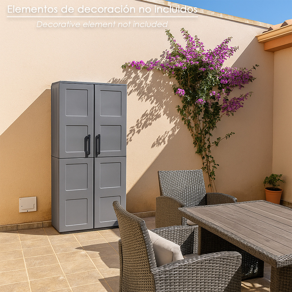 Armario Resina Alto 68x37x169 cm. Color Gris Oscuro - Imagen 5