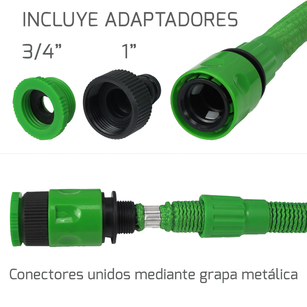 Manguera Extensible Riego 5 a 15 Metros Con Pistola De 7 Posiciones - Imagen 2