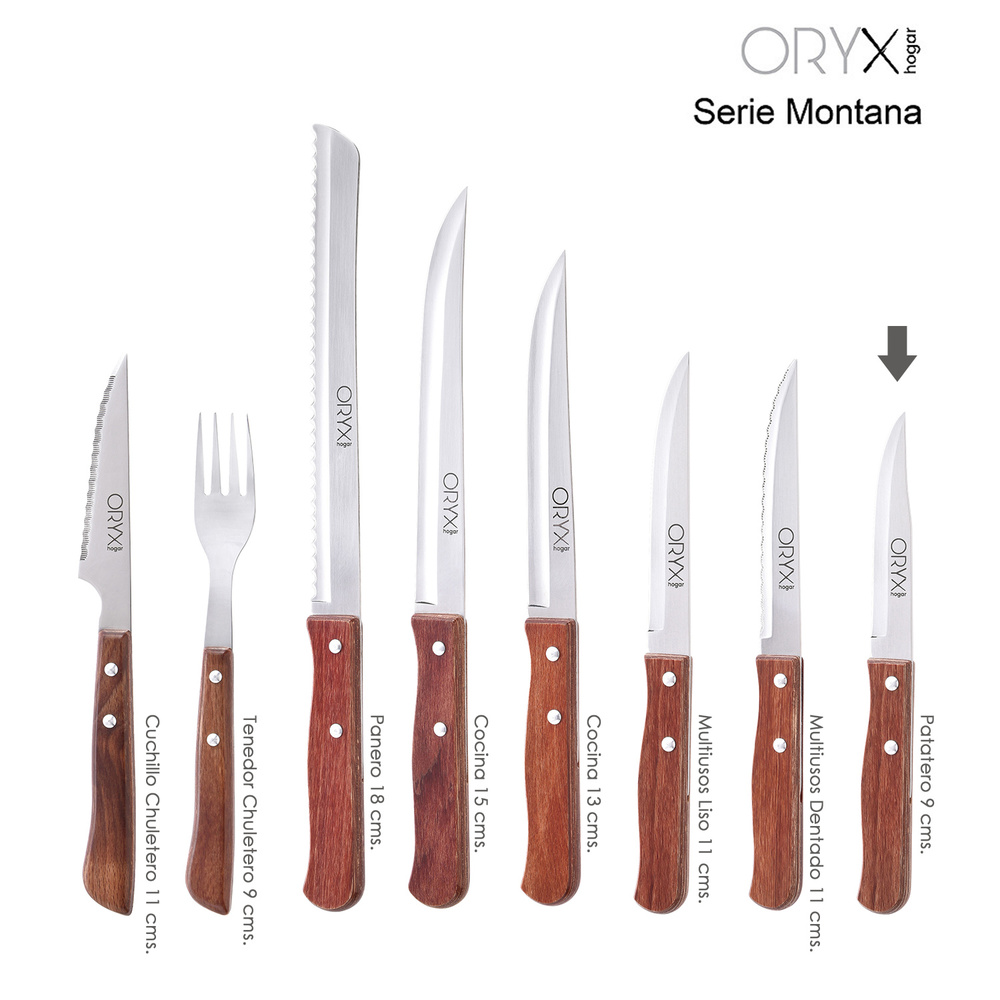 Cuchillo Montana Patatero Hoja Acero Inoxidable 9 cm. Mango madera (Blister 3 piezas) - Imagen 5