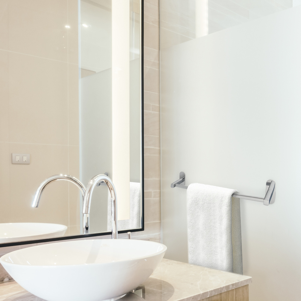 Toallero Barra 60 cm. Color Inox Con Efecto Espejo, Autoadhesivo Resistente, Porta Toallas, Toallero Adhesivo Pared/Mueble - Imagen 3