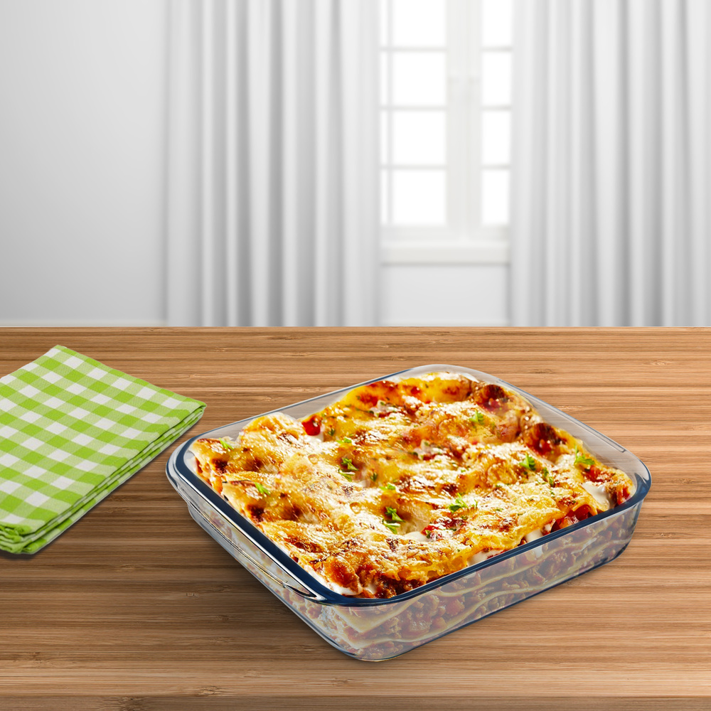 Fuente Horno Cristal Borosilicato Cuadrada 1,8 L. 20,7x20,7 cm. Ideal Meclas, Ensaladas, Postres, Cocina, Resposteria. Libre BPA - Imagen 5