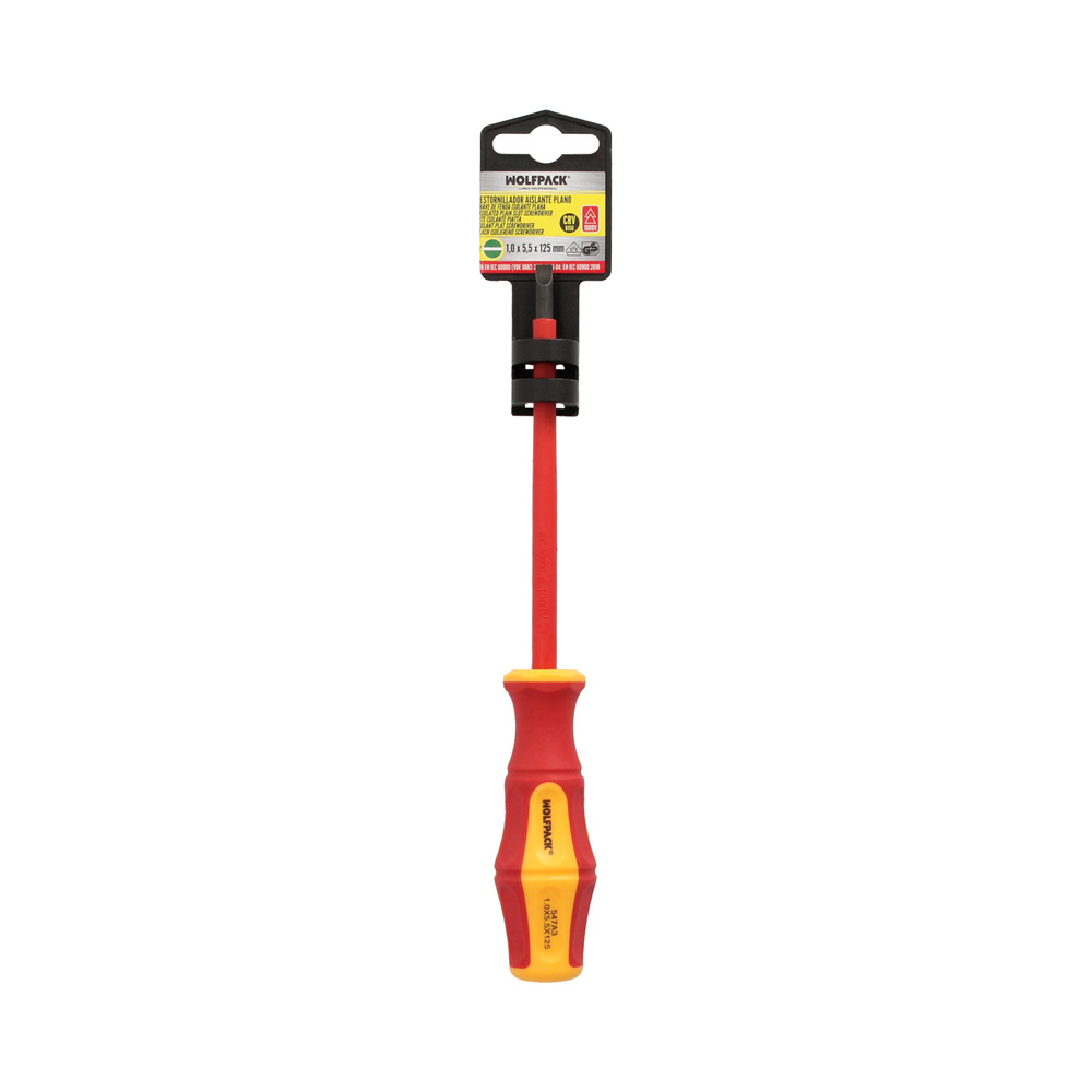 Destornillador Plano Aislado Certificado VDE 1.000 V. Medida 1,0 x Ø 5,5 x 125 mm. Destornillador Seguridad Electricista - Imagen 5