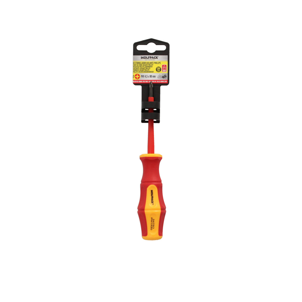 Destornillador Phillips Aislado Certificado VDE 1.000 V. Medida PH 1 - 4,5 x 80 mm. Destornillador Seguridad Electricista - Imagen 5