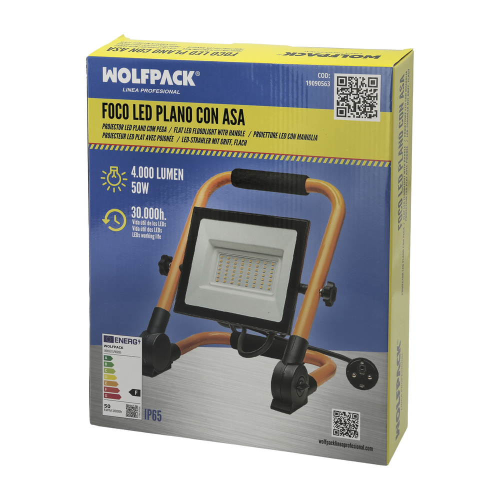 Foco Led Plano 50 Watt. Luz Blanca 4000º K IP 65 4000 Lumenes Con Asa de Transporte, Proyector Led Con Asa, Foco Led Trabajo - Imagen 5
