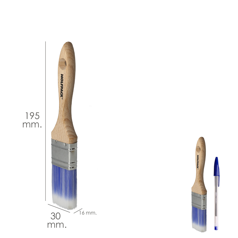 Paletina Profesional Plus Ancho 30 mm. Cerdas Sintenticas PBT, Mango Madera Haya Ergonomico, Brocha Pintor, Pincel Pintura - Imagen 2