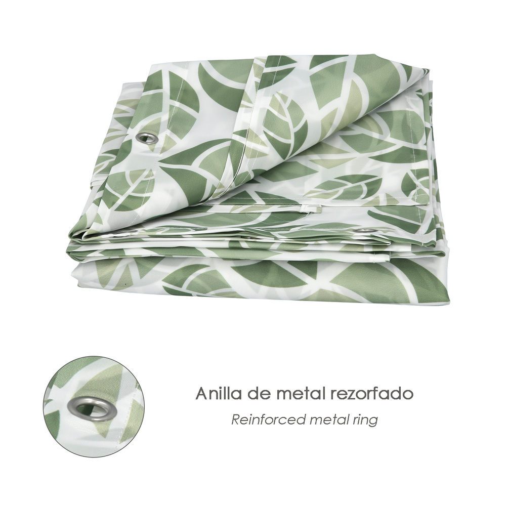 Cortina Ducha Hojas Verdes 180x200 cm. Impermeable - Imagen 4