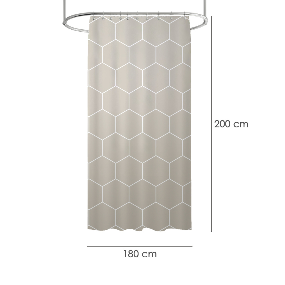 Cortina Ducha Formas Geometricas Beige 180x200 cm. Impermeable - Imagen 2