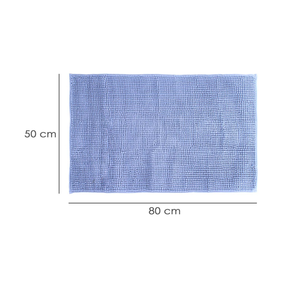 Alfombra Baño Poliéster Chenilla 50x80 cm. Azul. - Imagen 2