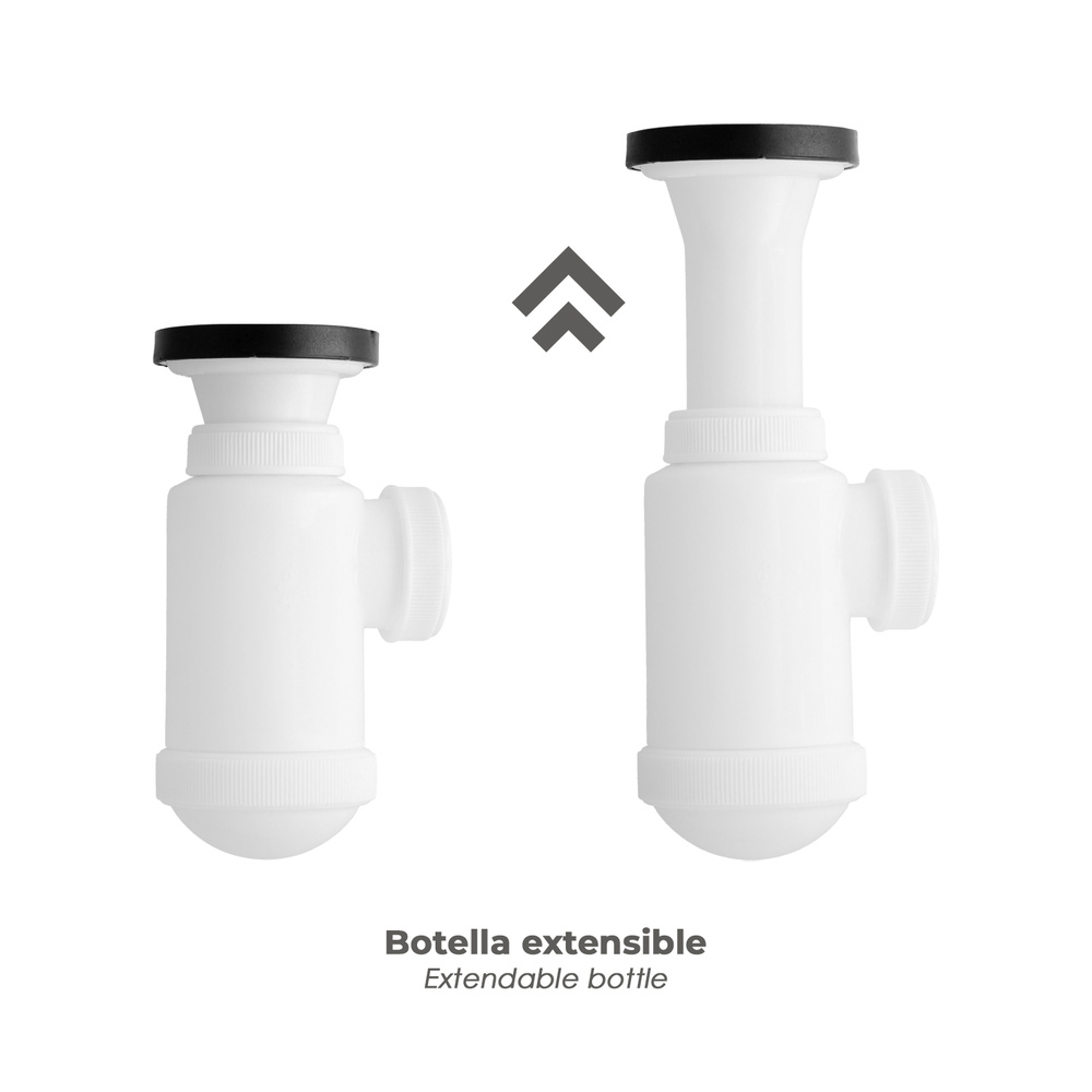Sifon Botella Extensible 1 1/2 Con Válvula y Tapón - Imagen 3