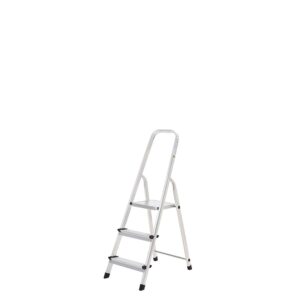 Escalera Aluminio 3 Peldaños Plegable, Uso doméstico, Antideslizante, Ligera y Resistente