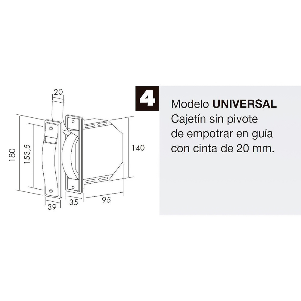 Recogedor Persiana Universal Blanco Cinta 20 mm. - Imagen 2