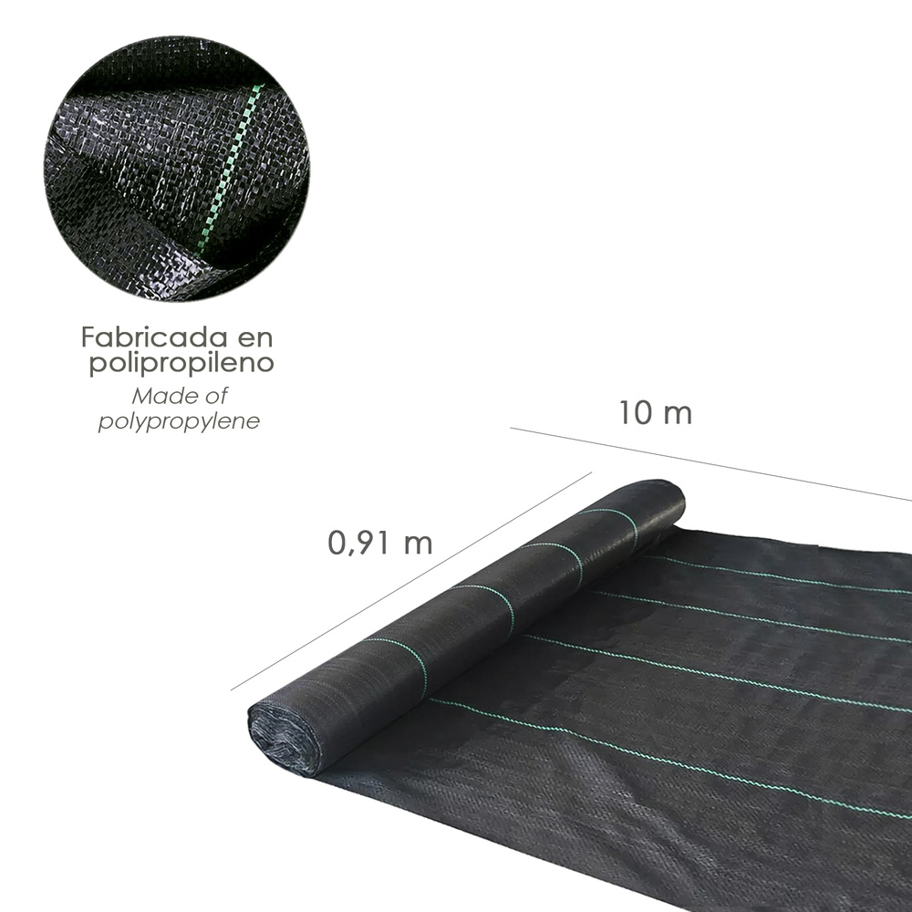 Malla Antihierbas (Rollo 0,9x10 Metros) Malla Anti Maleza, Malla Geotextil Jardin, Tela Anti Hierbas Jardin, - Imagen 2
