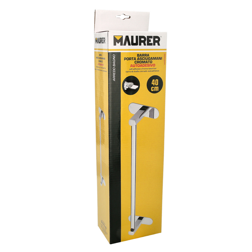 Toallero Barra 40 cm. Color Inox Con Efecto Espejo, Autoadhesivo Resistente, Porta Toallas, Toallero Adhesivo Pared/Mueble - Imagen 4