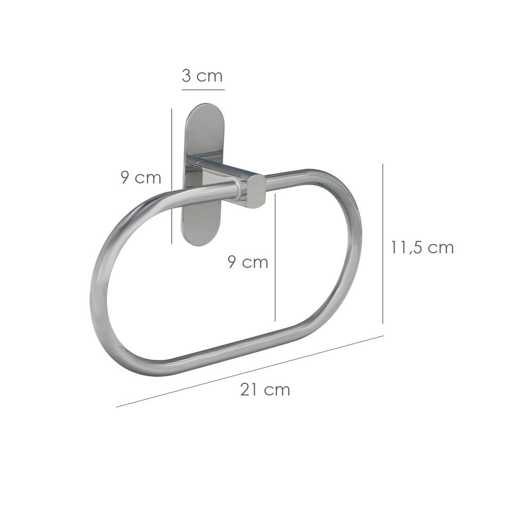 Toallero Forma Anilla Color Inox Con Efecto Espejo, Autoadhesivo Resistente, Porta Toallas, Toallero Adhesivo Pared / Mueble - Imagen 2