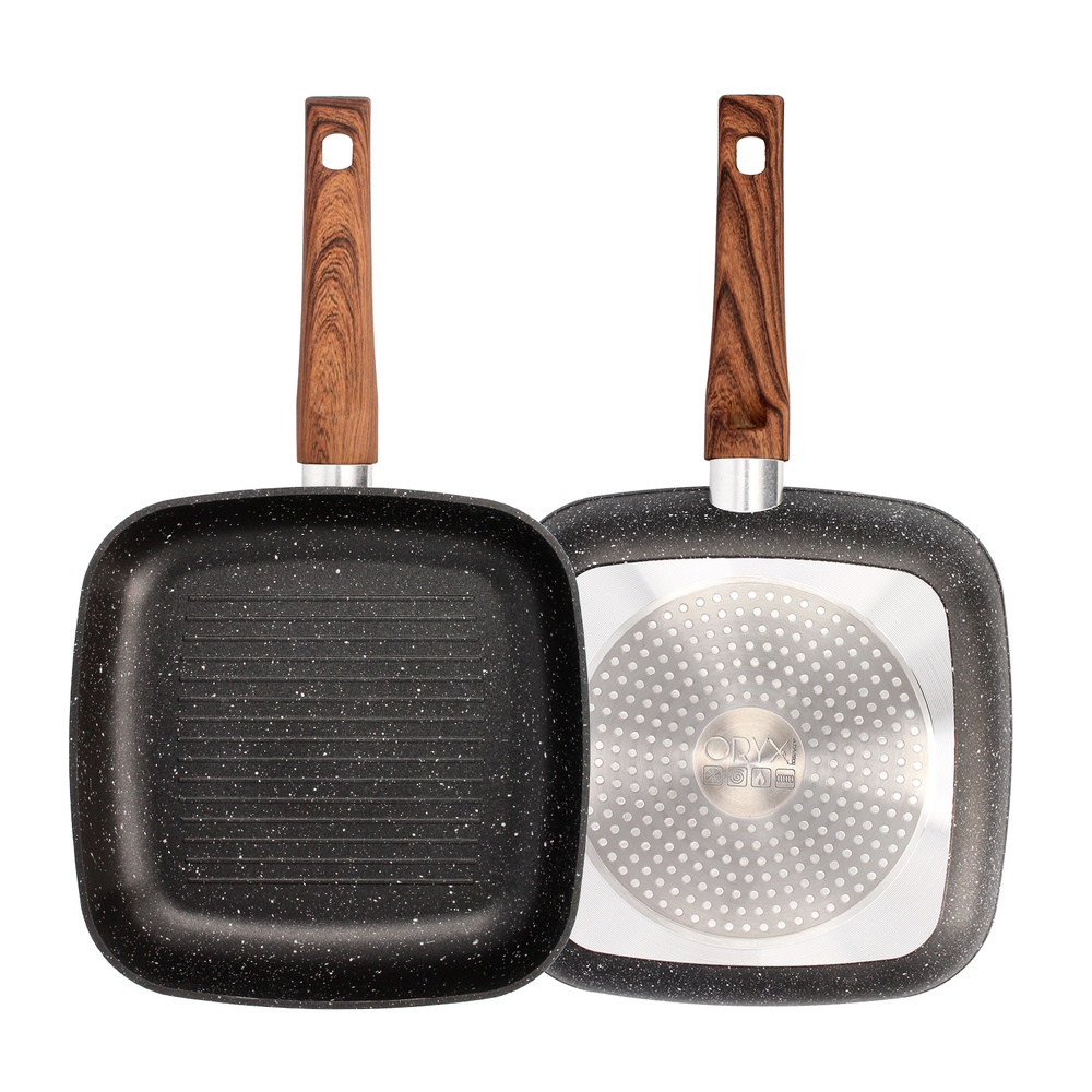 Sarten Aluminio Forjado Antiadherente 24x24x4,5 cm. Mango Engomado / 5 capas / Acabado Piedra / Todo Tipo de Cocinas / Grill - Imagen 3
