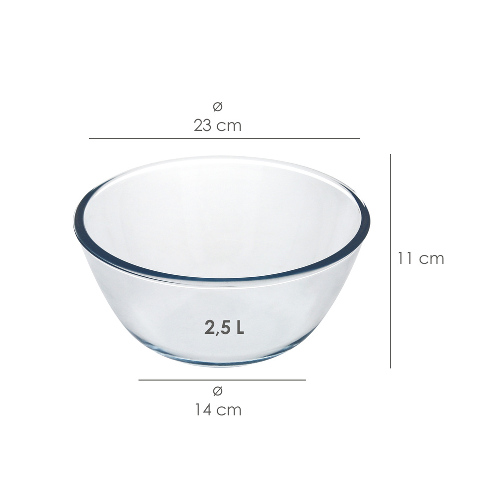 Bol De Cristal, Ideal Para Mezclas. 2.5 Litros. Libre BPA, Cristal De Borosilicato.Ensaladas, Postres, Cocina, Resposteria - Imagen 2