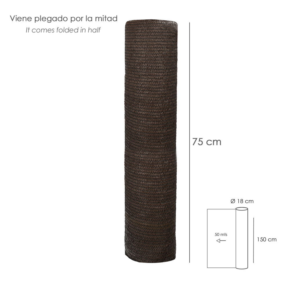 Malla Sombreo Rollo 1,5 x 50 metros, Reduce Radiación, Protección Jardín y Terraza, Regula Temperatura, Color Marrón - Imagen 2