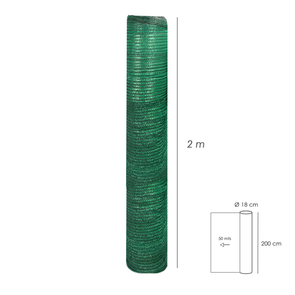 Malla Sombreo Rollo 2 x 50 metros, Reduce Radiación, Protección Jardín y Terraza, Regula Temperatura, Color Verde Claro - Imagen 2