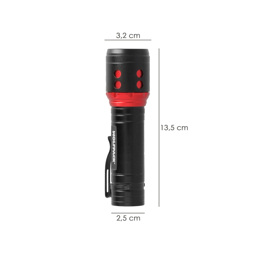 Linterna LED De Mano Mini Aluminio Recargable USB (1.200 mah) 500 Lumenes 5 Watt. Con Función Zoom y Clip Sujeción - Imagen 2