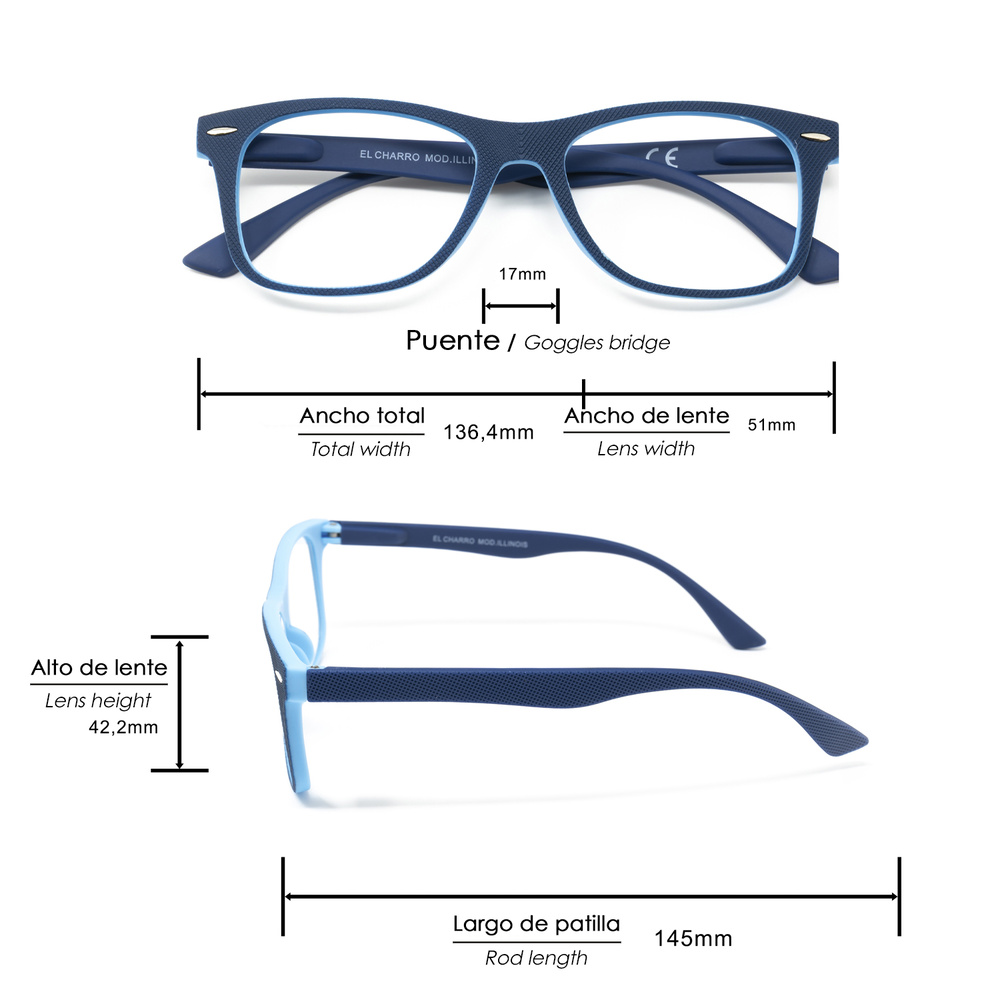 Gafas Lectura Illinois Azules. Aumento +2,5 Gafas De Vista, Gafas De Aumento, Gafas Visión Borrosa - Imagen 2