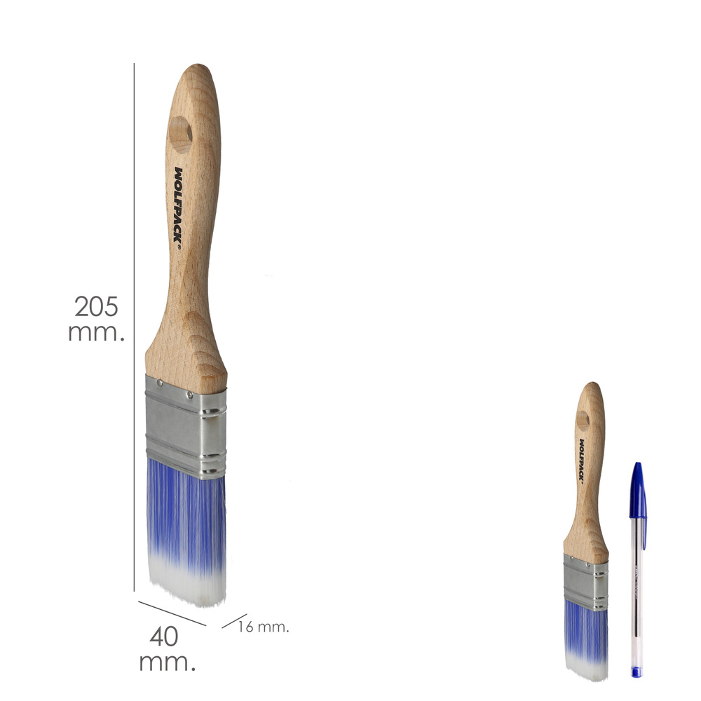Paletina Profesional Plus Ancho 40 mm. Cerdas Sintenticas PBT, Mango Madera Haya Ergonomico, Brocha Pintor, Pincel Pintura - Imagen 2