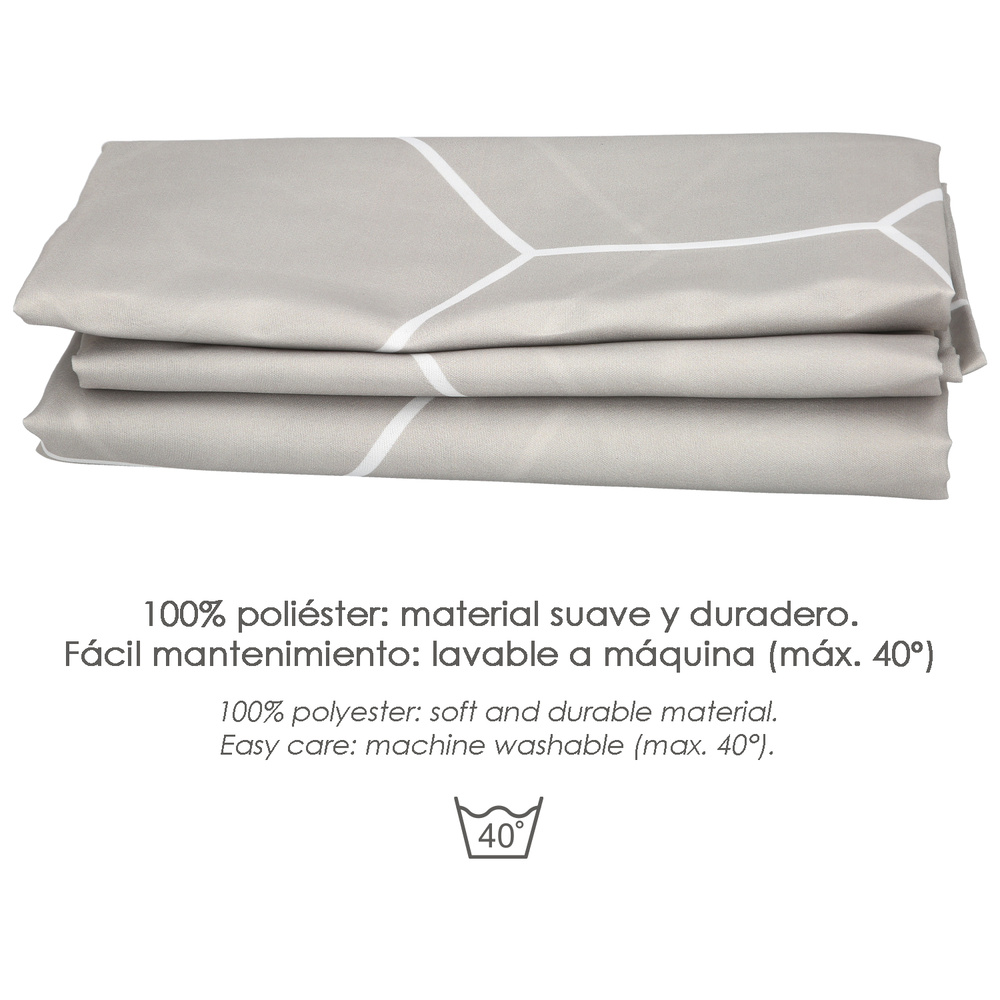 Cortina Ducha Formas Geometricas Beige 180x200 cm. Impermeable - Imagen 3