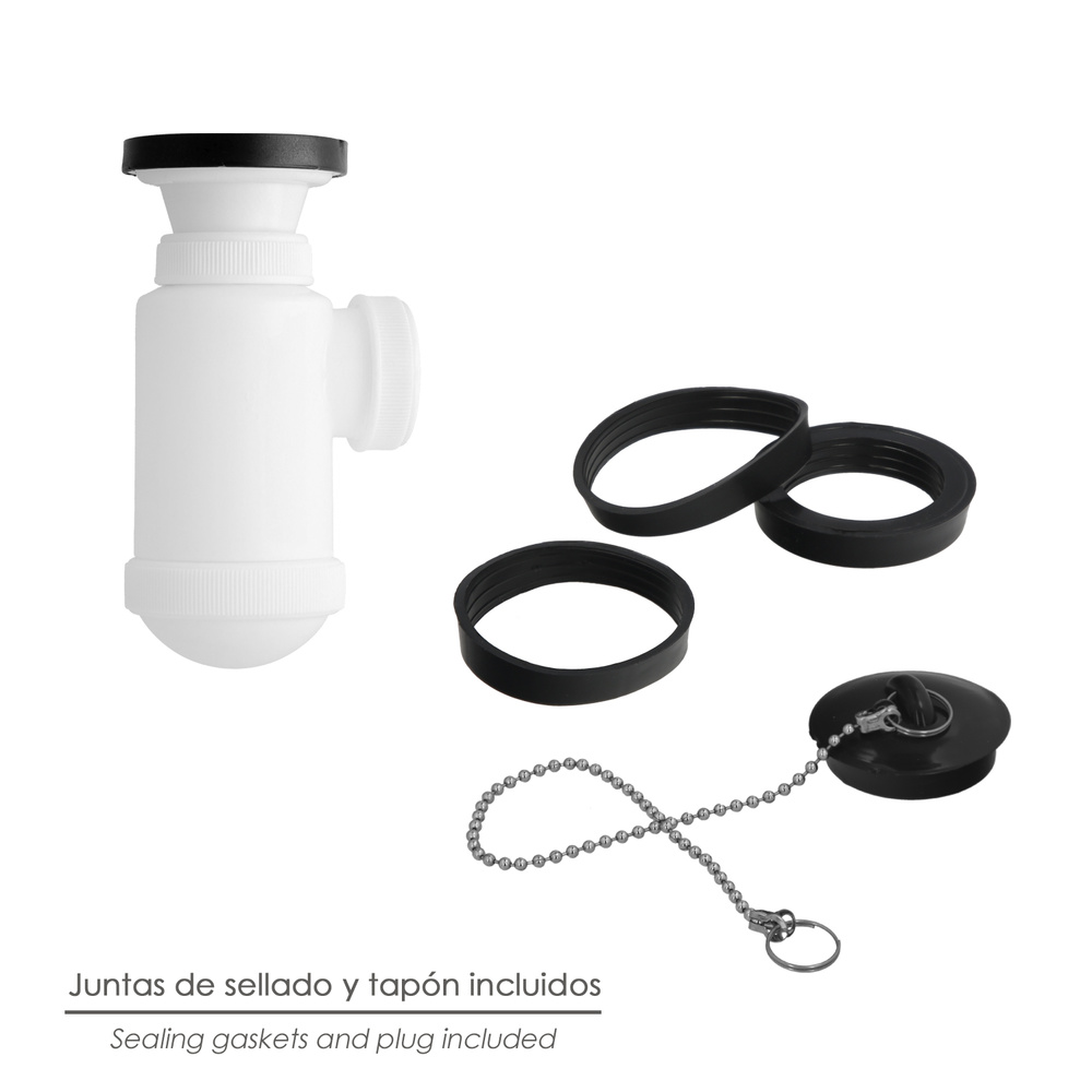 Sifon Botella Extensible 1 1/2 Con Válvula y Tapón - Imagen 4