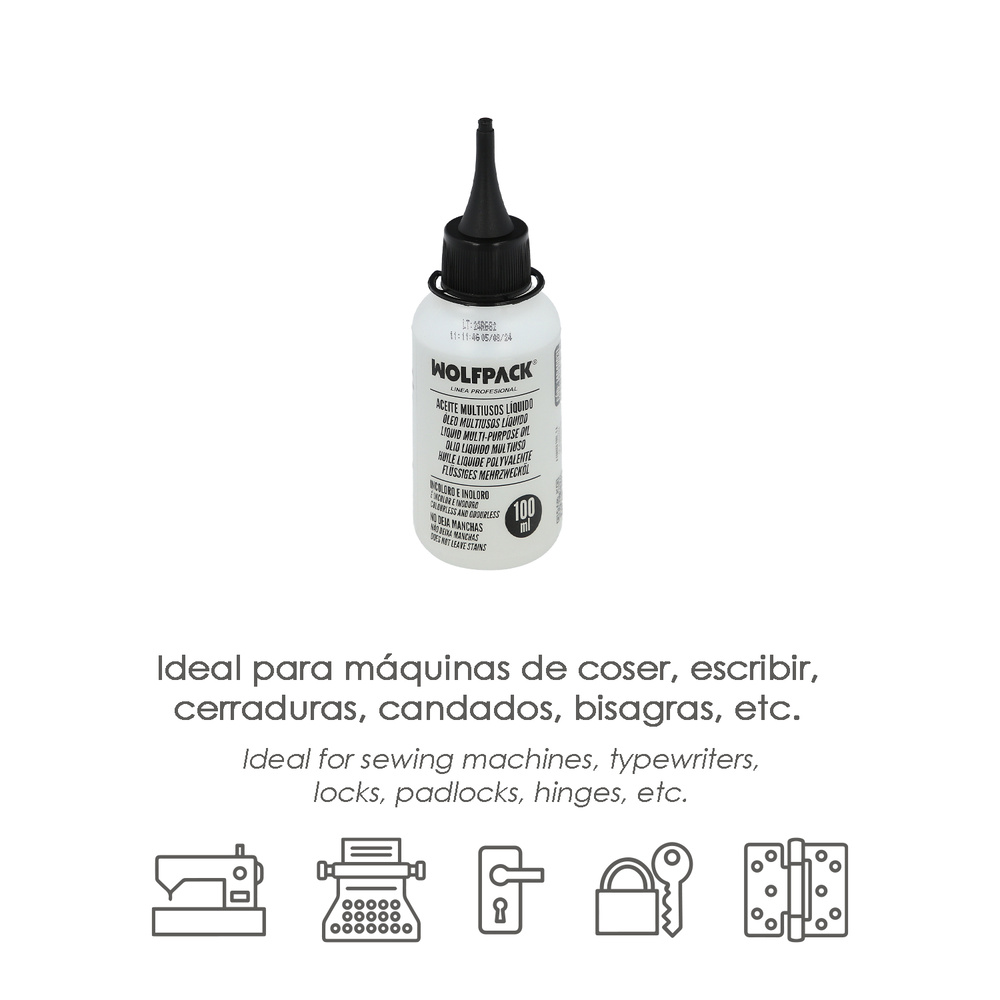Aceite Lubricante Multiuso Liquido 100 ml. Aceite Cadenas, Aceite Bisagras, Aceite Maquinas Coser, Aceite Cerraduras - Imagen 3