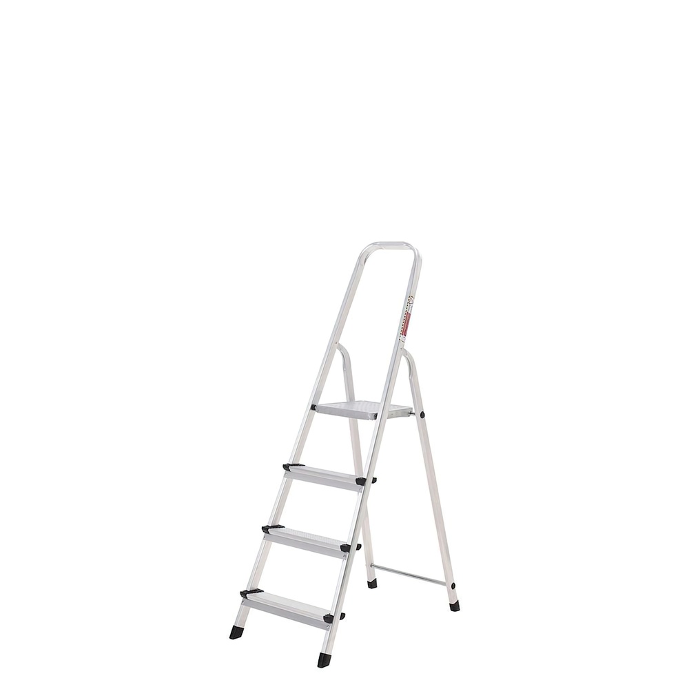 Escalera Aluminio 4 Peldaños Plegable, Uso doméstico, Antideslizante, Ligera y Resistente