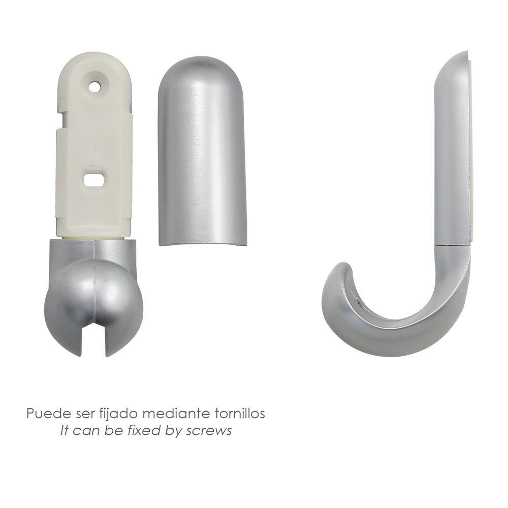 Colgador Adhesivo / Atornillable Plateado Mate - Imagen 3