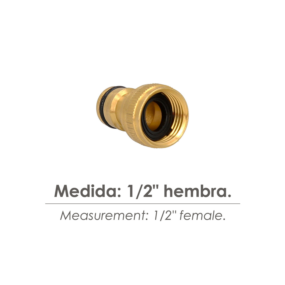 Adaptador Manguera Laton 1/2" Hembra, Adaptador Grifo, Conector Grifo A Conector Rapido - Imagen 3