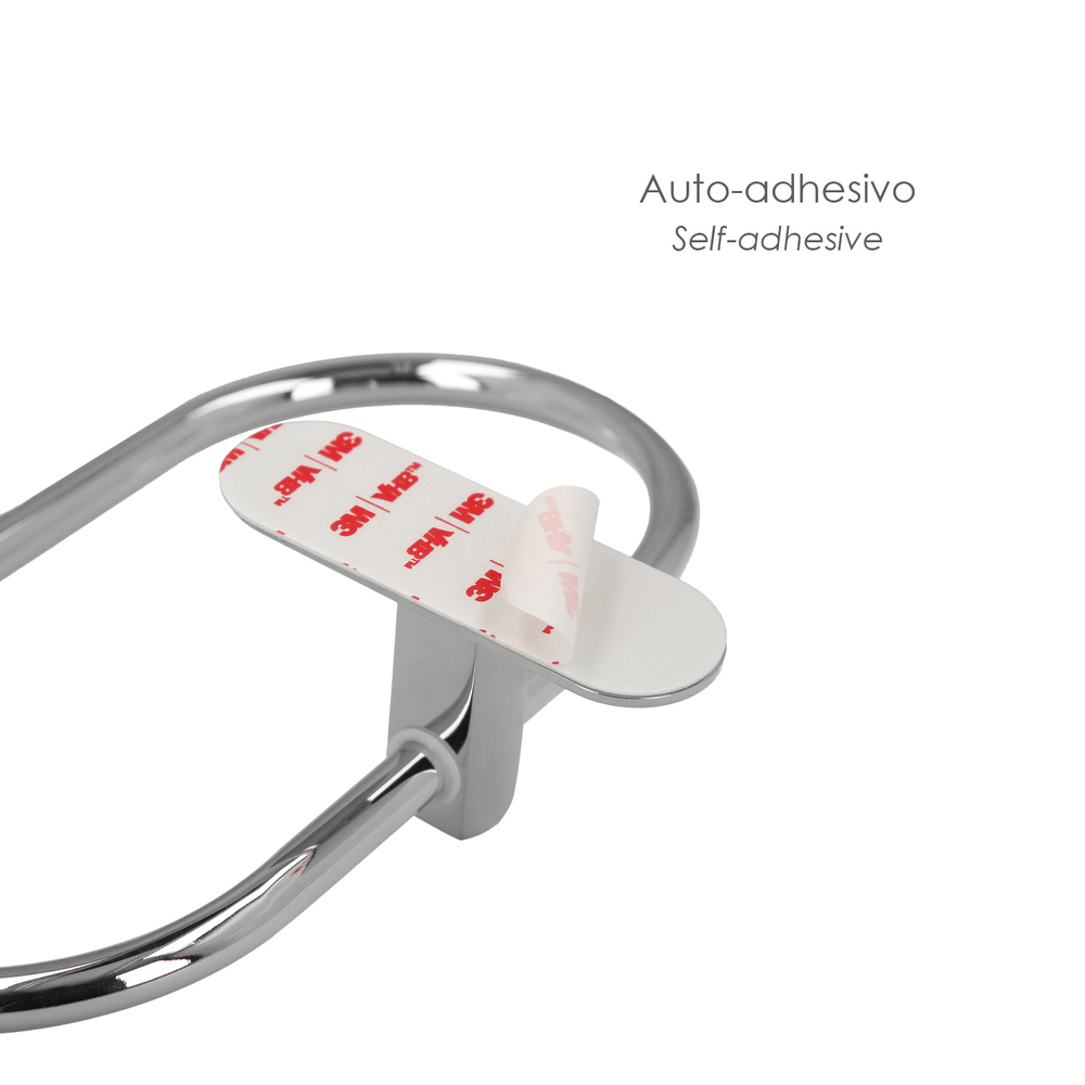 Toallero Forma Anilla Color Inox Con Efecto Espejo, Autoadhesivo Resistente, Porta Toallas, Toallero Adhesivo Pared / Mueble - Imagen 3