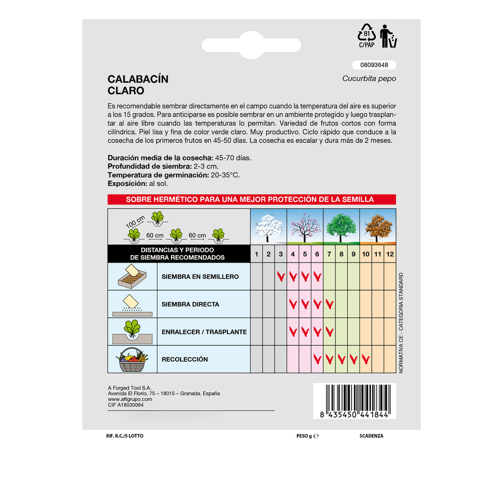 Semillas Calabacin Verde Oscuro (5 gramos) Semillas Verduras, Horticultura, Horticola, Semillas Huerto. - Imagen 2