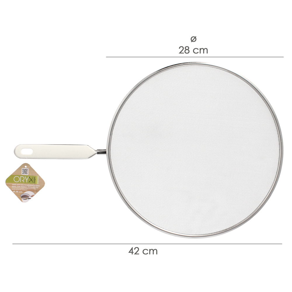 Tapa Anti Salpicaduras Ø 28 cm. Malla Acero Inoxidable. Con mango, Pantalla Antisalpicaduras,Tapa Sarten,Tapa ollas,Tapa aceite - Imagen 2