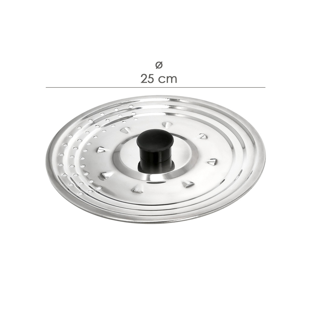 Tapadera Multiusos Acero Inoxidable Ø 25 cm. Uso Tapa Anti Salpicaduras y Escurridor. Tapadera Adpatable Diferentes Medidas - Imagen 2