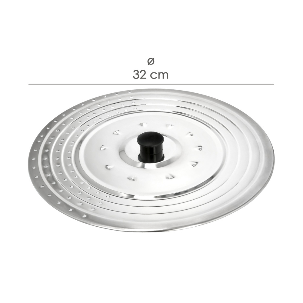 Tapadera Multiusos Acero Inoxidable Ø 32 cm. Uso Tapa Anti Salpicaduras y Escurridor. Tapadera Adpatable Diferentes Medidas - Imagen 2