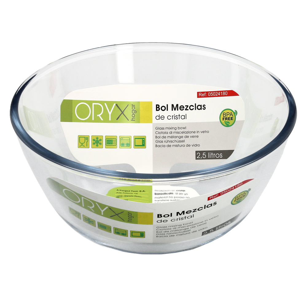 Bol De Cristal, Ideal Para Mezclas. 2.5 Litros. Libre BPA, Cristal De Borosilicato.Ensaladas, Postres, Cocina, Resposteria - Imagen 3