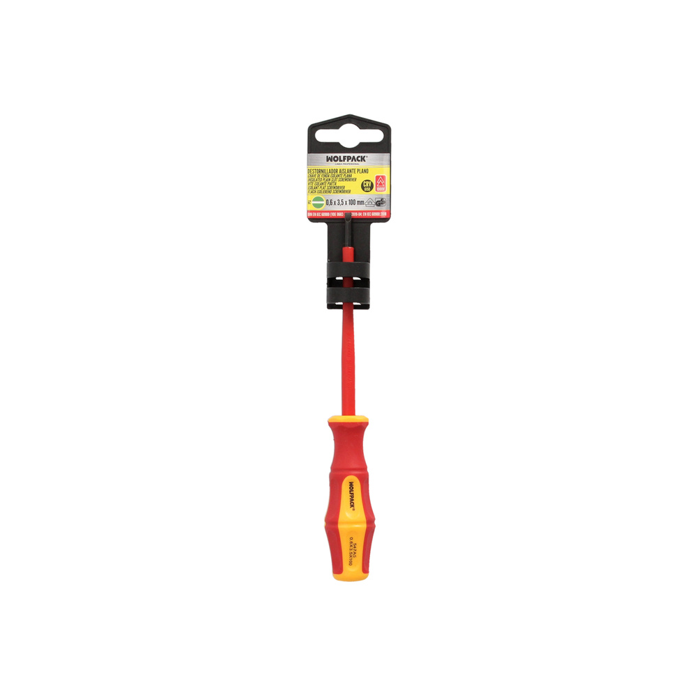 Destornillador Plano Aislado Certificado VDE 1.000 V. Medida 0,6x Ø 3,0 x 100 mm. Destornillador Seguridad Electricista - Imagen 5