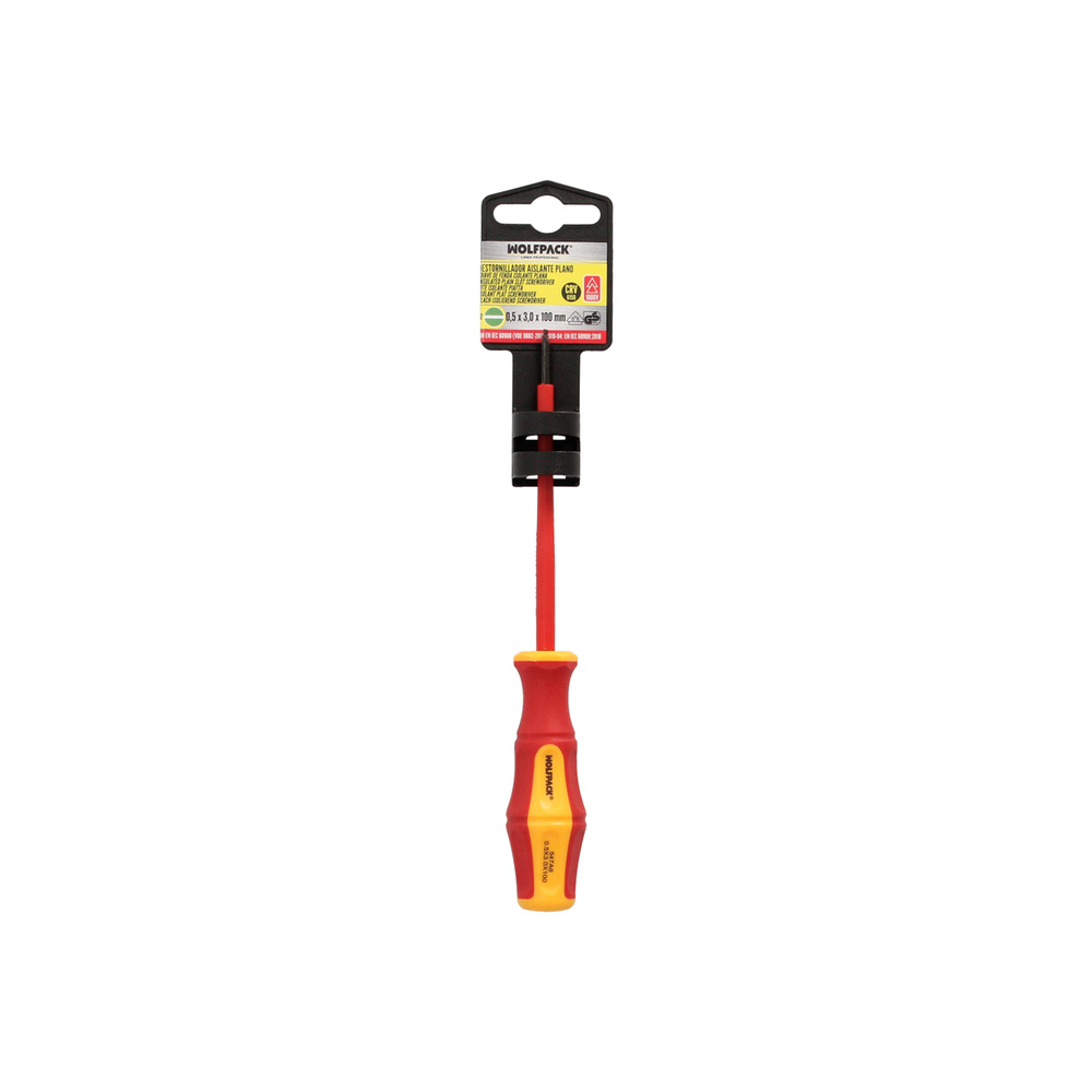 Destornillador Plano Aislado Certificado VDE 1.000 V. Medida 0.5 x Ø 3.0 x 100 mm. Destornillador Seguridad Electricista - Imagen 5