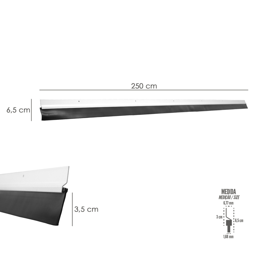 Burlete Para Puertas De Garaje Aluminio Blanco Con Goma 2,5 m. Perfil Bajo Cochera Cepillo De Puerta, Burlete Garaje - Imagen 2
