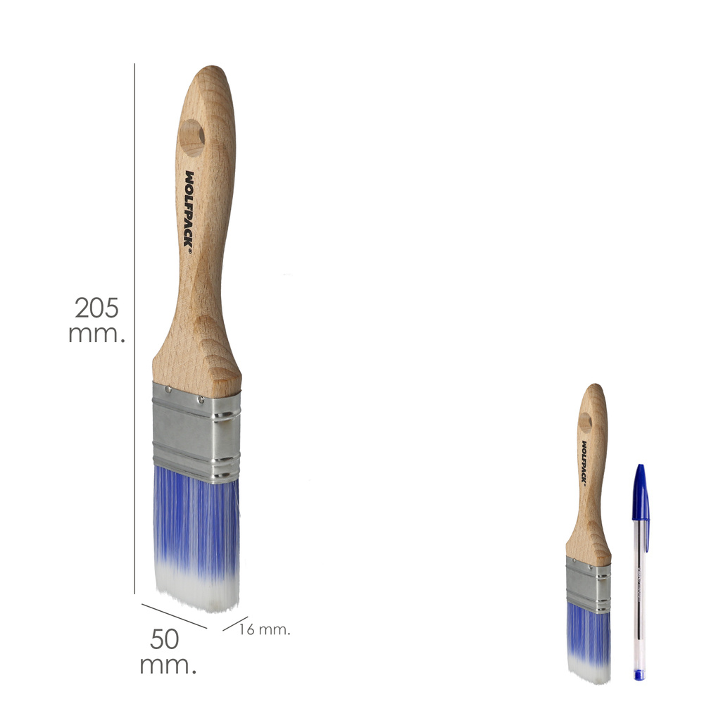 Paletina Profesional Plus Ancho 50 mm. Cerdas Sintenticas PBT, Mango Madera Haya Ergonomico, Brocha Pintor, Pincel Pintura - Imagen 2
